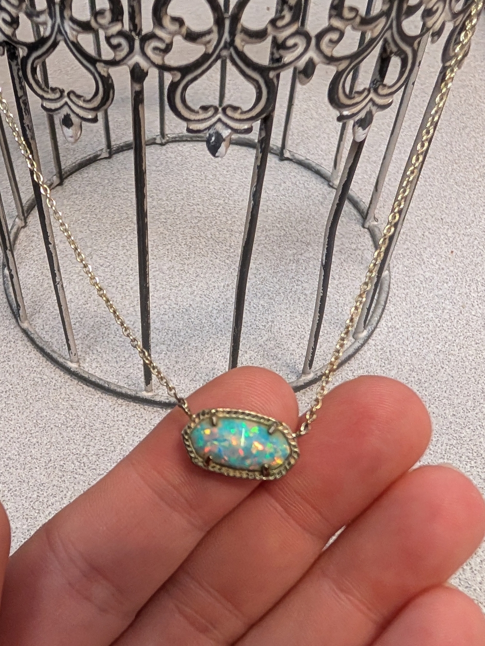 Delicate Opal Pendant Necklace - Gold